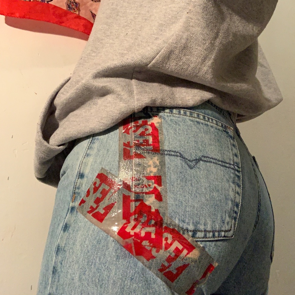 Thrifted Diesel jeans with tape detail